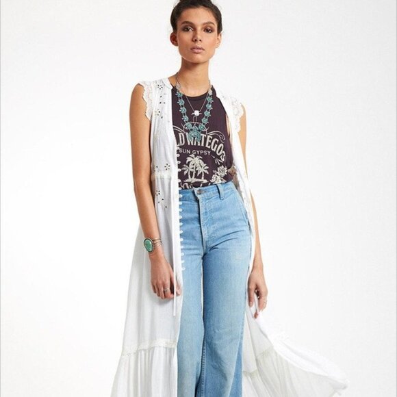 Spell & the Gypsy Collective Isla Bonita Duster Dress, White, L, EUC - Picture 5 of 10